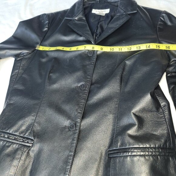 Nine West Short Black Leather BlazerJacket- Size10 - Picture 4 of 8
